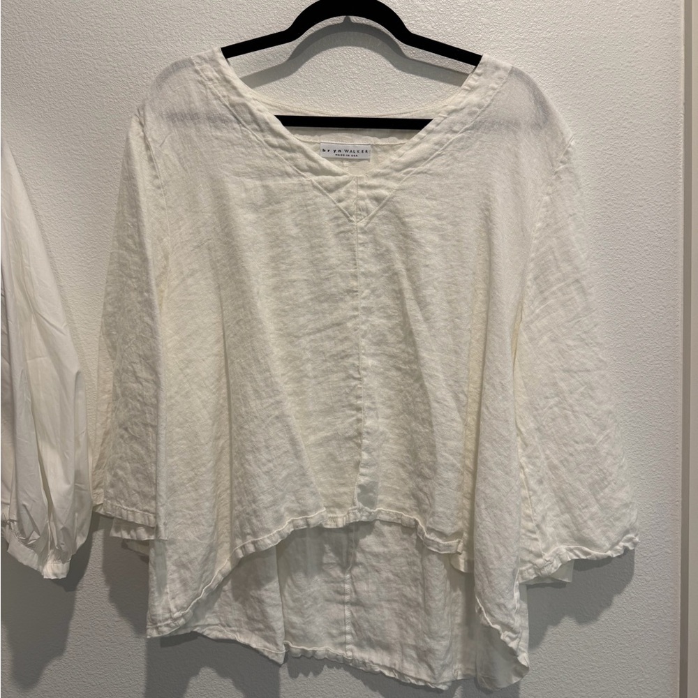 bryn Walker Cream V-Neck Blouse